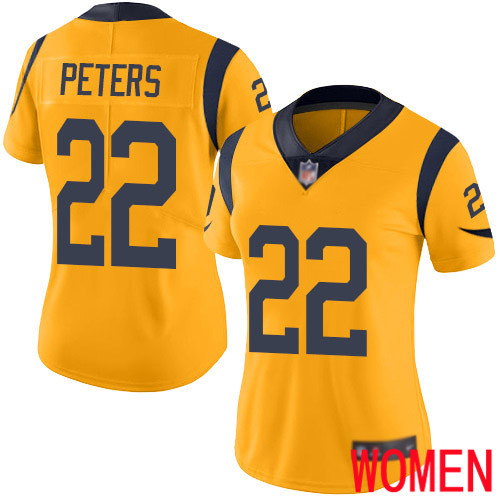Los Angeles Rams Limited Gold Women Marcus Peters Jersey NFL Football 22 Rush Vapor Untouchable